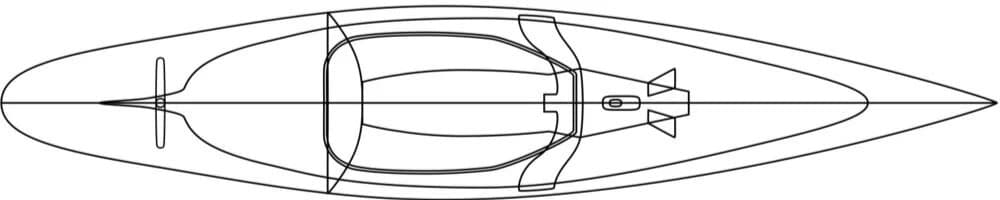 Deck plan of the 2.4mR, bow to the right